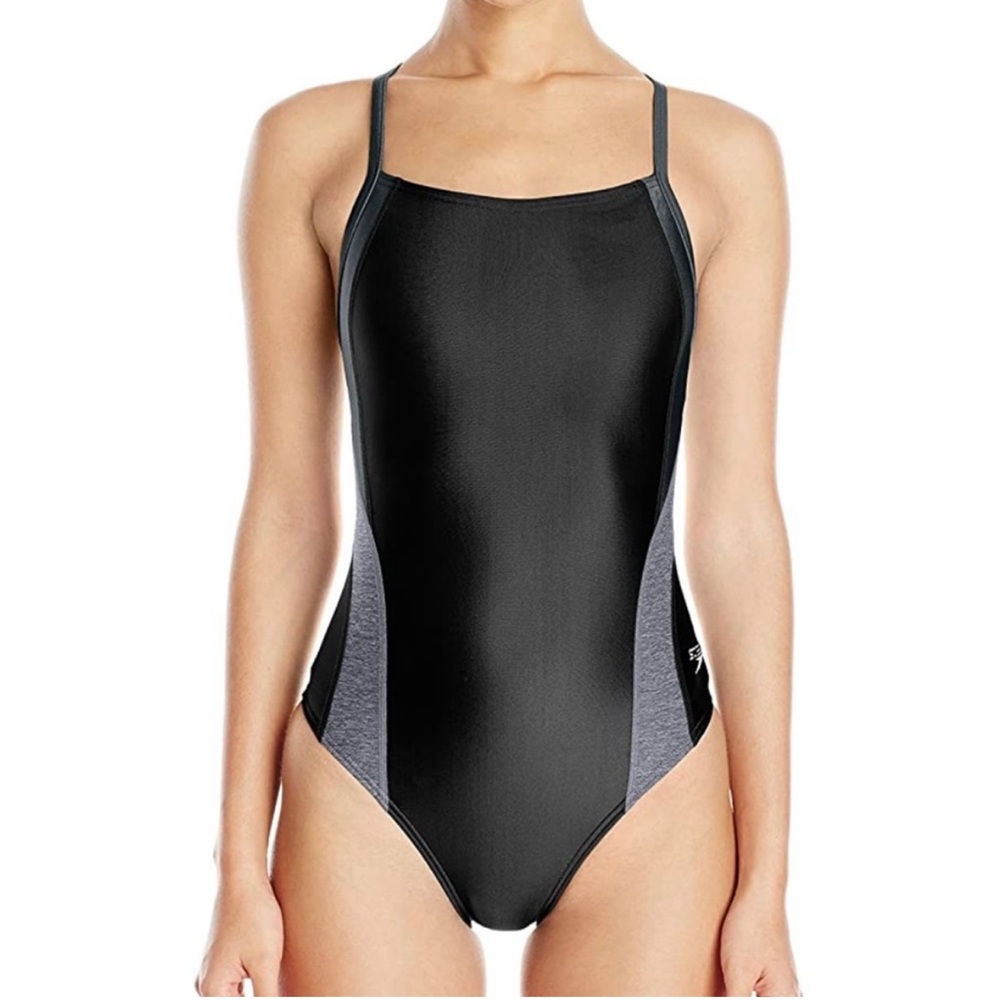 Speedo Pro LT Women’s Swimsuit Black Gray Size 30 NWT New